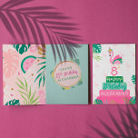 Flamingo & Watermelon Tropical Birthday Cake Card<br><div class="desc">Fun, bright and colourful tropical themed flamingo birthday cake and watermelon fruit birthday card design. Cute flamingo bird and birthday age placed on top of a three tier stacked cake to create a cake topper. Personalise the birthday card with your own message and recipient's name on each layer fo the...</div>