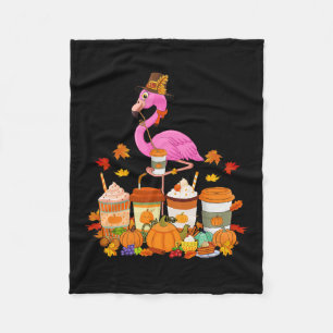 Flamingo Wearing Hat Fall Coffee Cups Lover Fleece Blanket