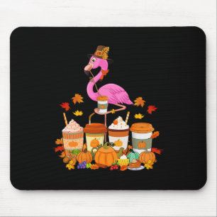 Flamingo Wearing Hat Fall Coffee Cups Lover  Mouse Mat