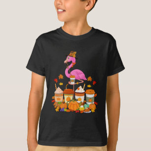 Flamingo Wearing Hat Fall Coffee Cups Lover  T-Shirt