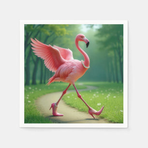 Flamingo Wearing High Heels and Pearls Napkin