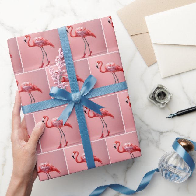 Flamingo Wearing Red High Heels Wrapping Paper (Gifting)