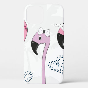 Flamingo wearing sunglasses and hat in summer. Cut iPhone 12 Case