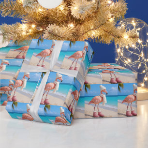 Flamingo Wearing Winter Hat and Scarf Wrapping Paper