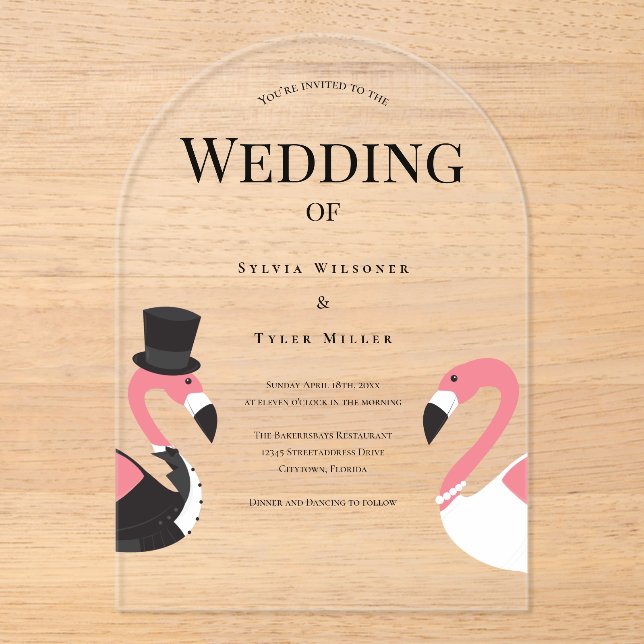 Flamingo Wedding Acrylic Invitations (Front)