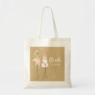 Flamingo Wedding Bride Date budget tote Bag