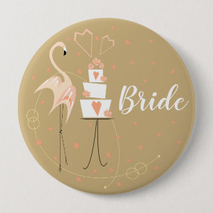 Flamingo Wedding Bride round button