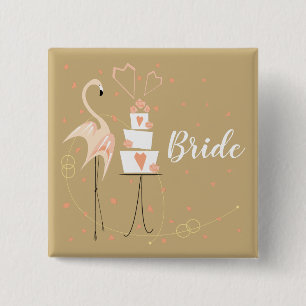 Flamingo Wedding Bride square 15 Cm Square Badge