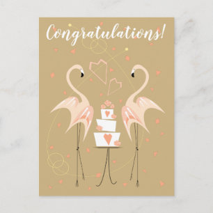 Flamingo Wedding Congratulations postcard portrait