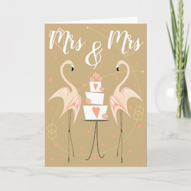 Flamingo Wedding Mrs & Mrs Card (Front)