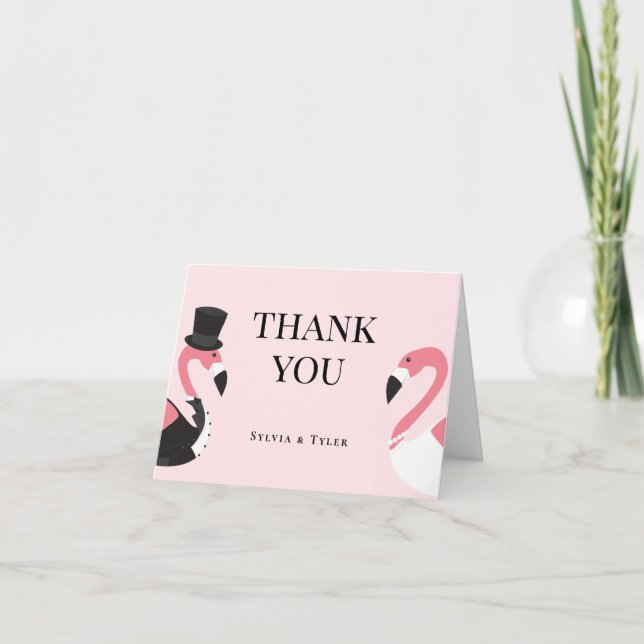 Flamingo Wedding  Thank You Card (Front)