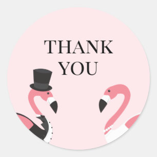 Flamingo Wedding Thank You Classic Round Sticker