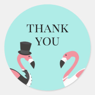 Flamingo Wedding Thank You Classic Round Sticker