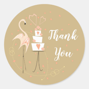 Flamingo Wedding Thank You round  Classic Round St Sticker
