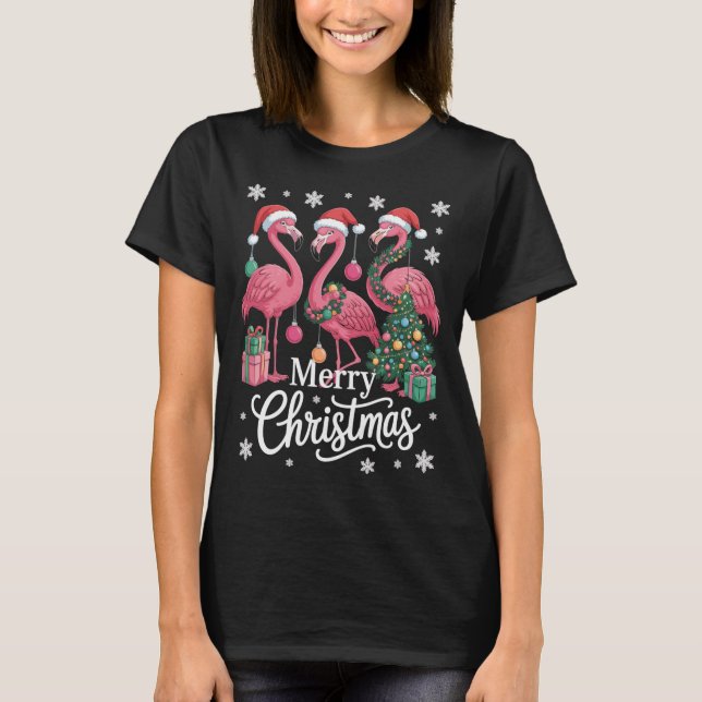 Flamingo Weihnachts T-Shirt – Merry Christmas (Front)