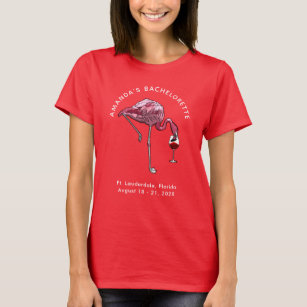 Flamingo Wine Drinker Custom Bachelorette Party T-Shirt