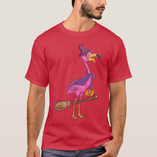 Flamingo Witch Halloween Costume Pumpkins Lamp Hor T-Shirt