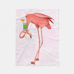 Flamingo with a Cocktail Fleece Blanket