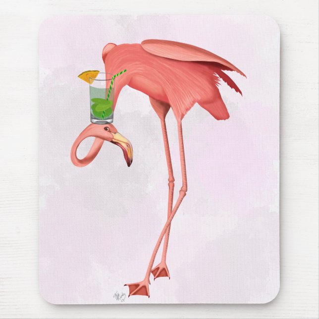 Flamingo with a Cocktail Mouse Mat (Front)