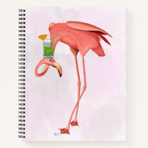 Flamingo with a Cocktail Notebook