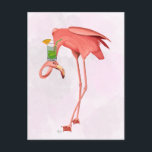 Flamingo with a Cocktail Postcard<br><div class="desc">Flamingo and Cocktail 1 by Fab Funky. Flamingo balancing a cocktail on its head. | 192370D</div>