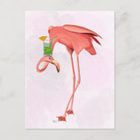 Flamingo with a Cocktail