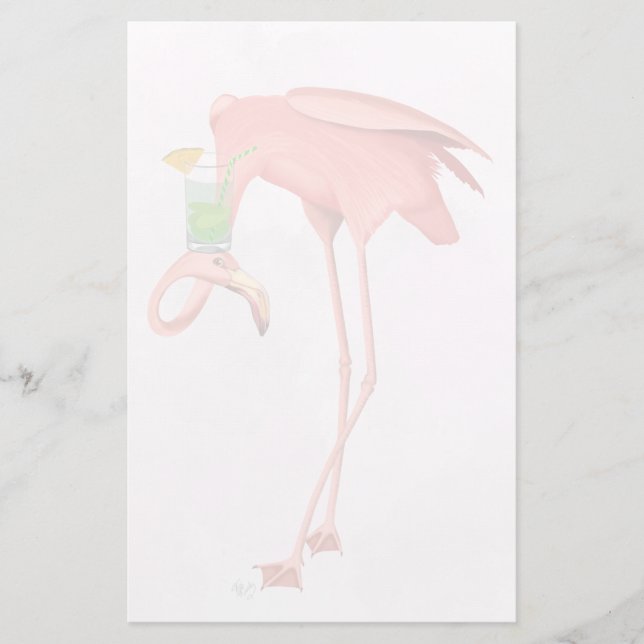 Flamingo with a Cocktail Stationery (Front)