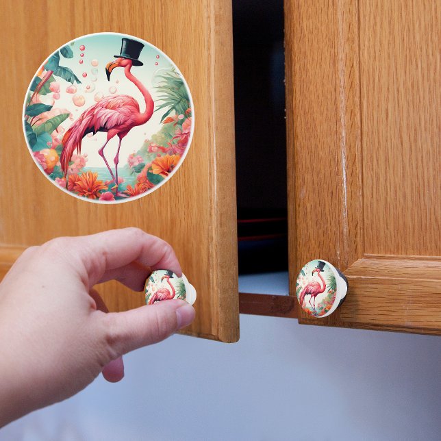 Flamingo With A Top Hat Ceramic Knob (Creator Uploaded)