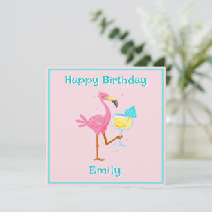 Flamingo with Cocktail Card