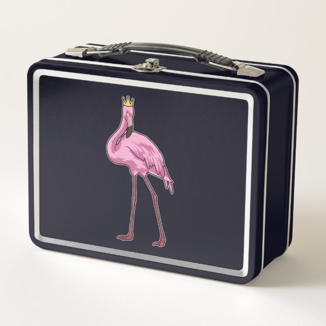 Flamingo with Crown Metal Lunch Box (Front)