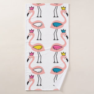 Flamingo with crown seamless pattern. bath towel