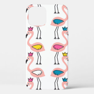 Flamingo with crown seamless pattern. iPhone 12 case