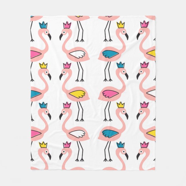 Flamingo with crown seamless pattern. fleece blanket (Front)
