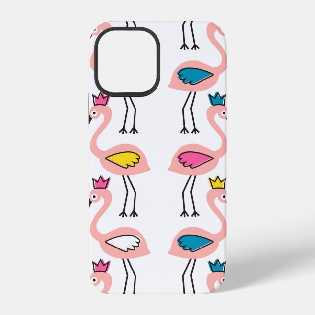 Flamingo with crown seamless pattern. iPhone case (Back)