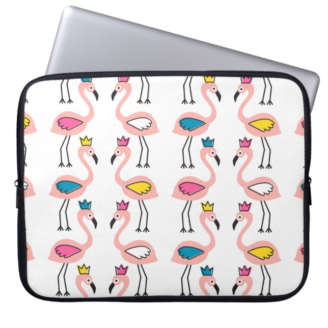 Flamingo with crown seamless pattern. laptop sleeve (Front)