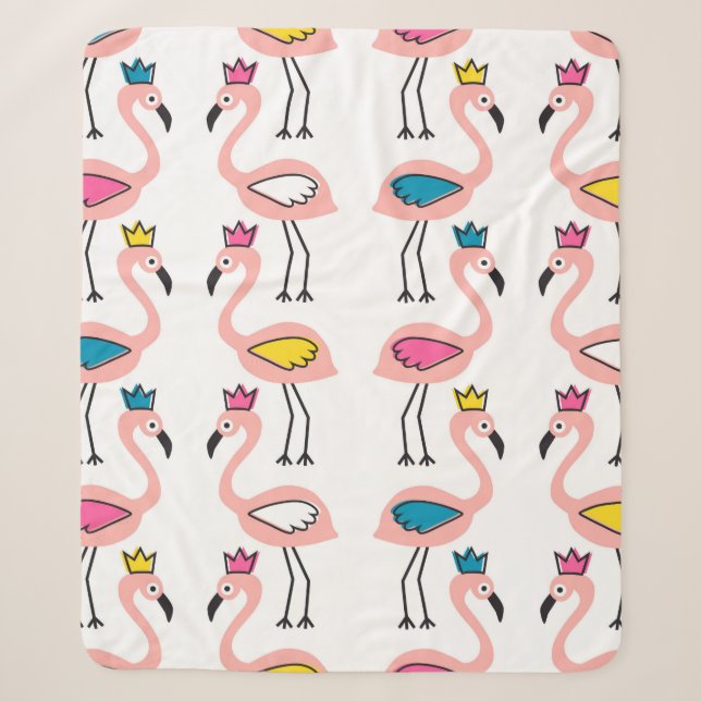 Flamingo with crown seamless pattern. sherpa blanket (Front)