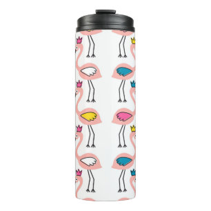 Flamingo with crown seamless pattern. thermal tumbler