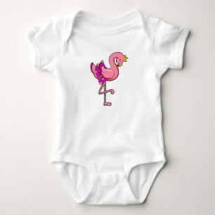 Flamingo with Crown & Skirt Baby Bodysuit