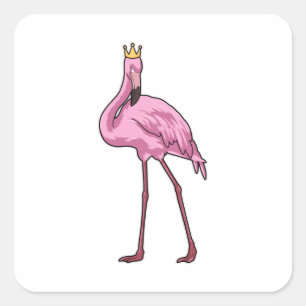 Flamingo with Crown Square Sticker