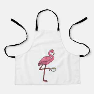 Flamingo with Cup of Coffee Apron