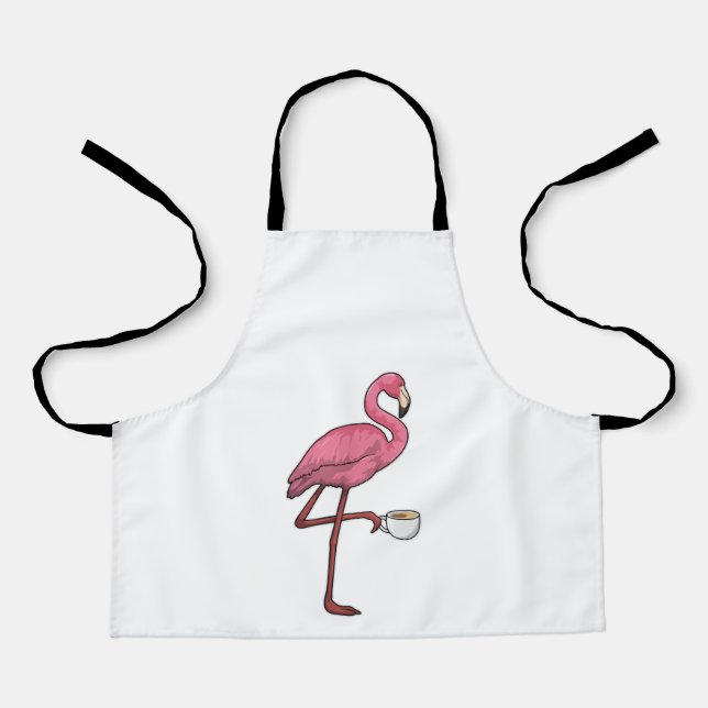 Flamingo with Cup of Coffee Apron (Front)