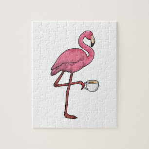 Flamingo with Cup of Coffee Jigsaw Puzzle