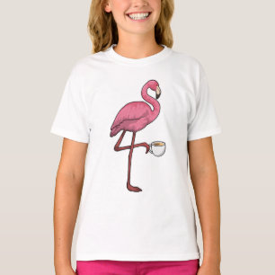 Flamingo with Cup of Coffee T-Shirt