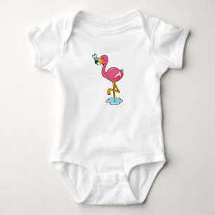 Flamingo with Fish Baby Bodysuit