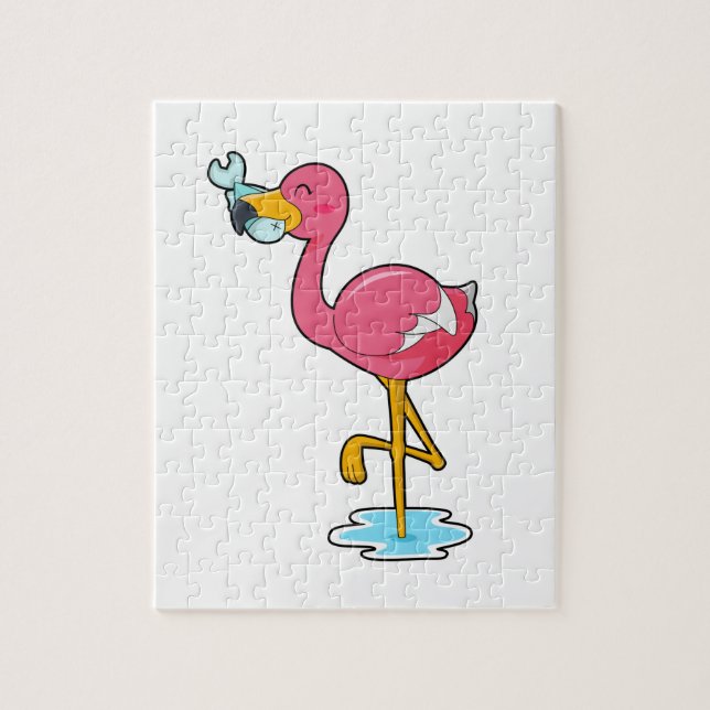 Flamingo with Fish Jigsaw Puzzle (Vertical)