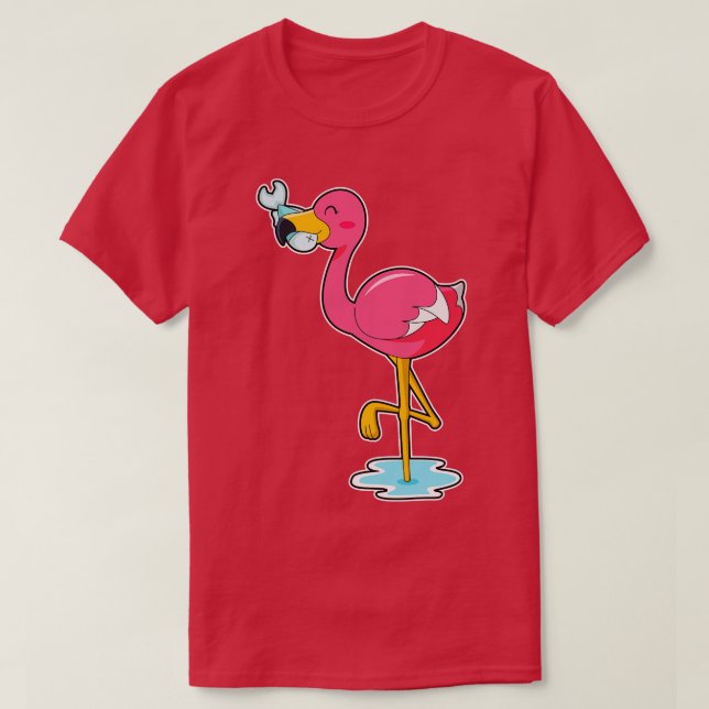 Flamingo With Fish  T-Shirt (Design Front)