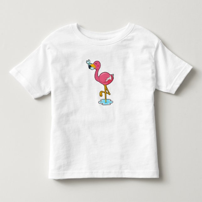 Flamingo with Fish Toddler T-Shirt (Front)