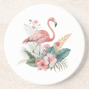 Flamingo With Flowers Coaster