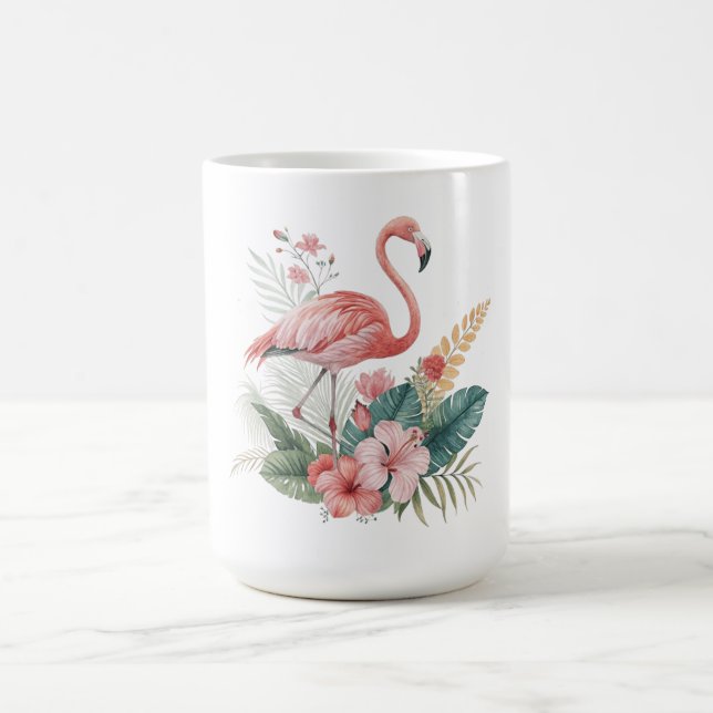 Flamingo With Flowers Coffee Mug (Center)