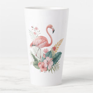 Flamingo With Flowers Latte Mug